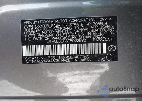 2014 Lexus Ls 460 from USA, damaged, VIN JTHCL5EF8E5022898